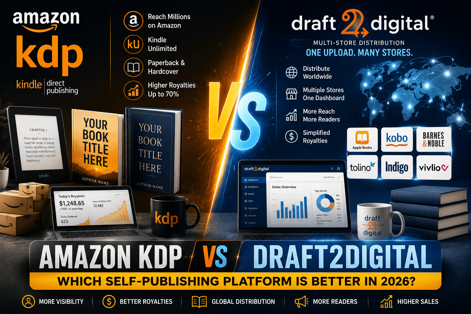 Amazon KDP vs Draft2Digital: Which Self-Publishing Platform Is Better in 2026?
