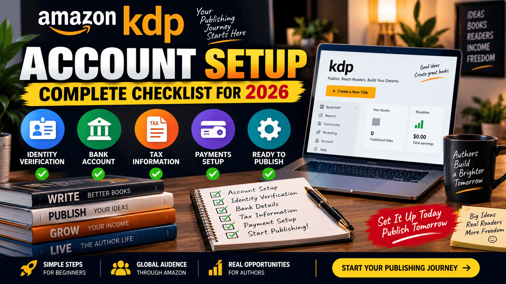 Amazon KDP Account Setup Checklist (2026): Everything New Authors Need Before Publishing